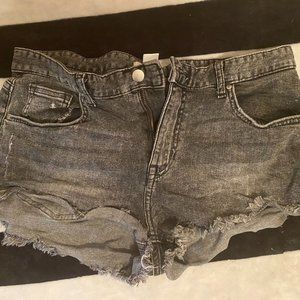 black jean shorts, size 10, H&M